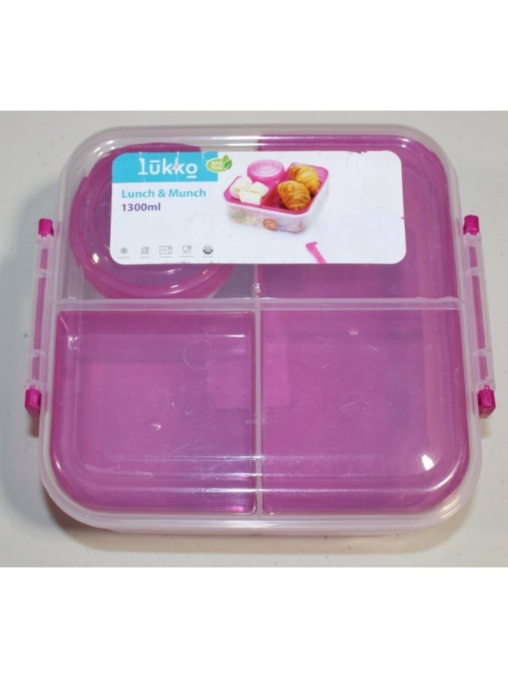 Lükko 1300ml Multi-Compartment Lunch Box with Yogurt Pot - BPA Free